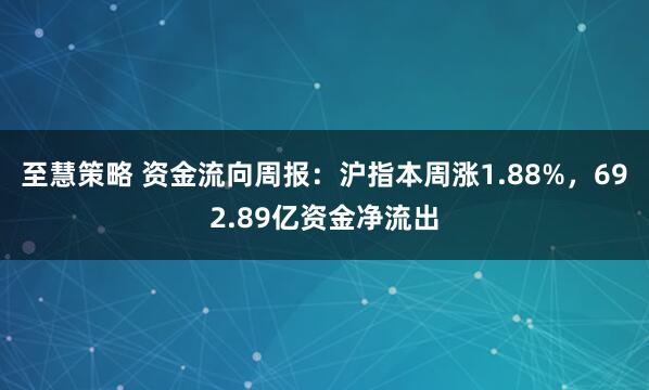 至慧策略 资金流向周报：沪指本周涨1.88%，692.89亿资金净流出