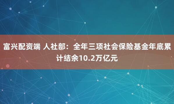 富兴配资端 人社部：全年三项社会保险基金年底累计结余10.2万亿元